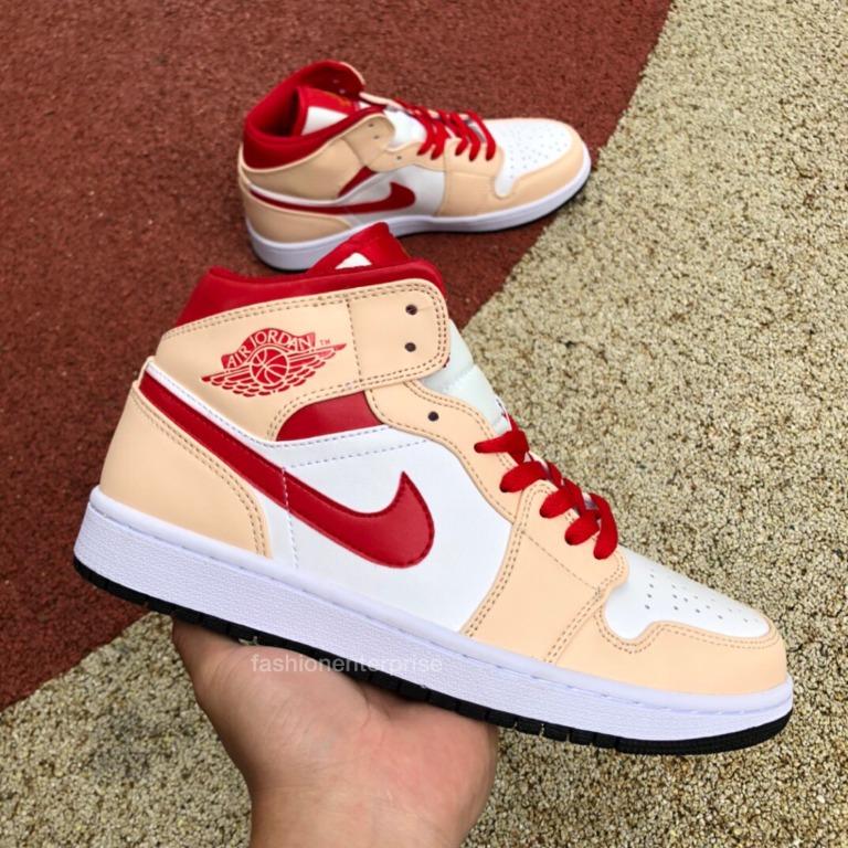 Air Jordan 1 Mid Beige White Red