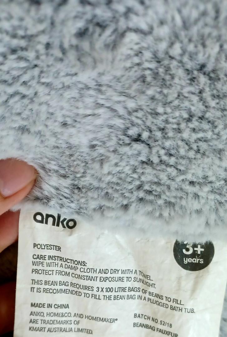 Kmart grey faux fur bean 2025 bag