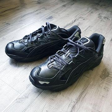 Asics black leather sneakers discount