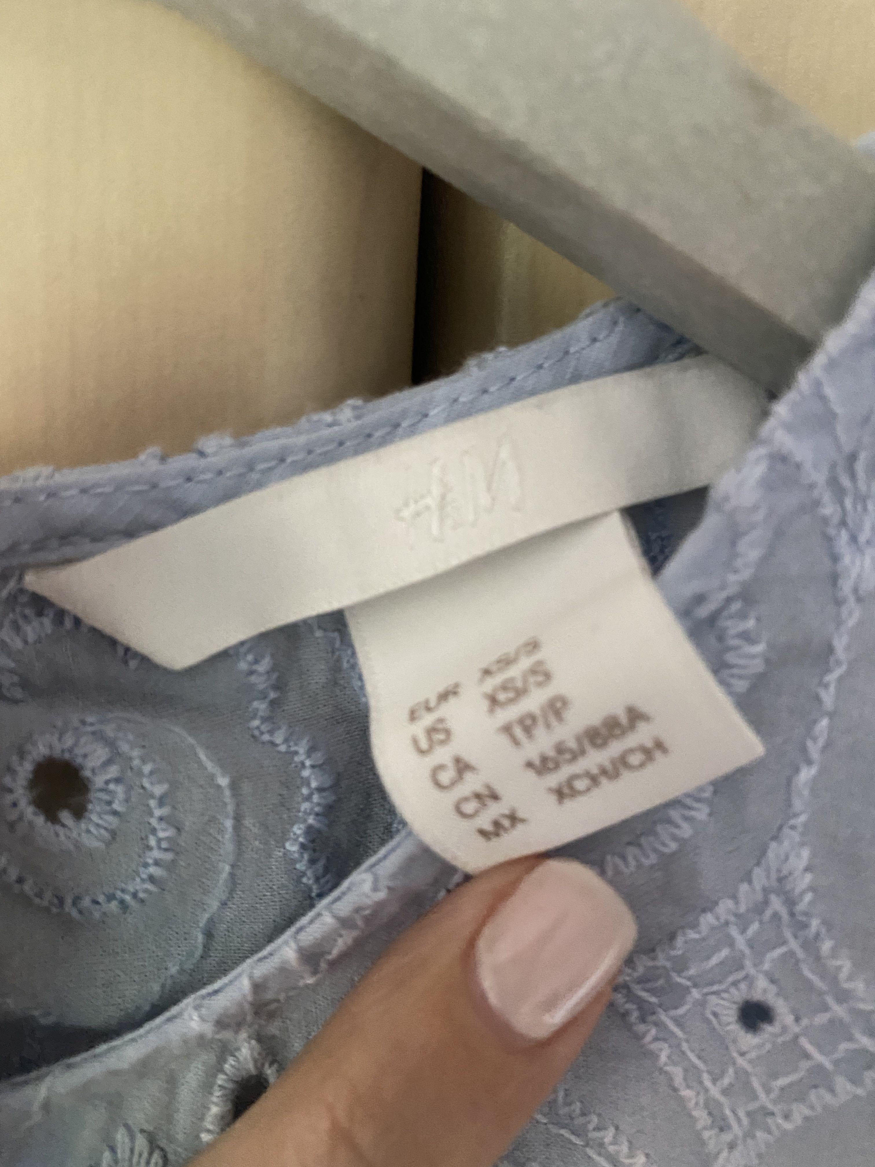 AUTH H&M baby blue eyelet mini dress with discoloration in front dress