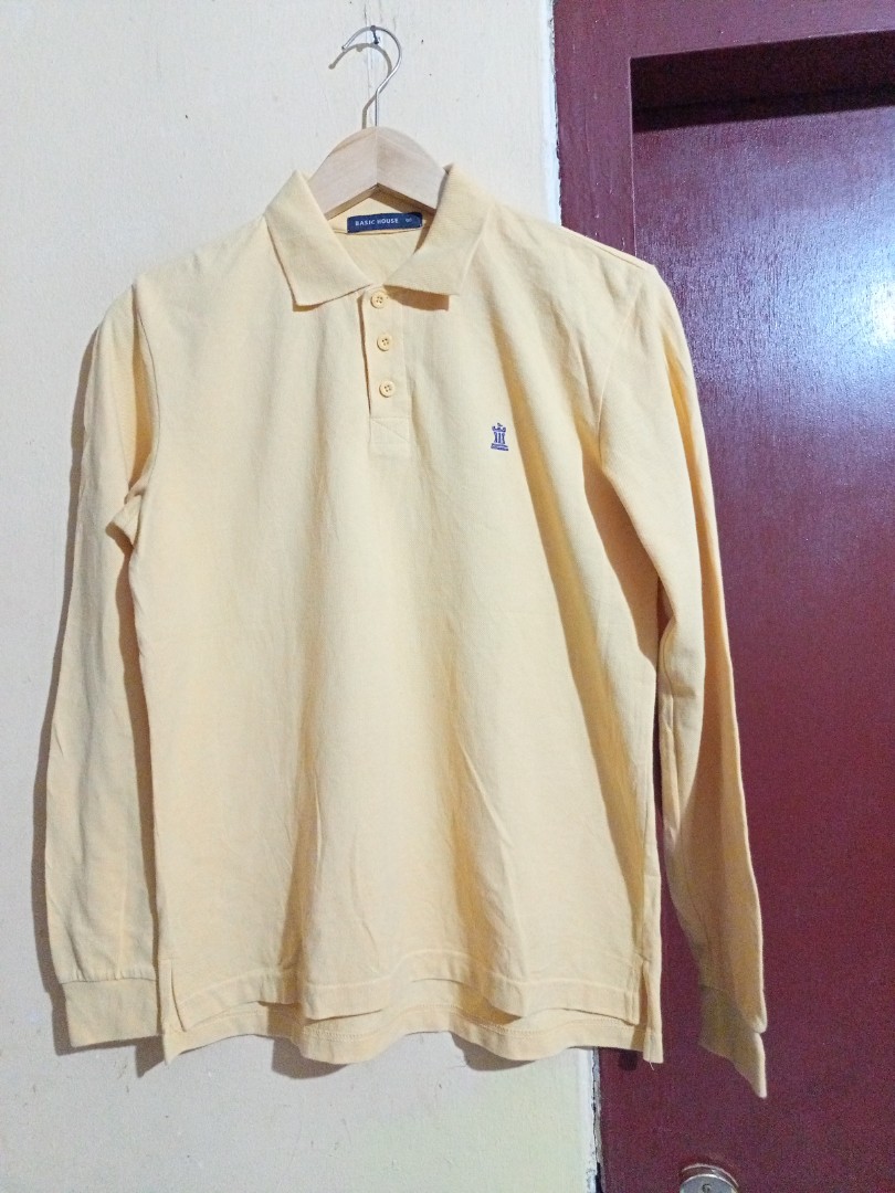 BASIC HOUSE Yellow button-up polo shirt 