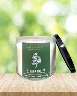 BATH AND BODY WORKS 3-WICK SCENTED CANDLE - AROMATHERAPY EUCALYPTUS SPEARMINT STRESS RELIEF  14.5 oz / 411g