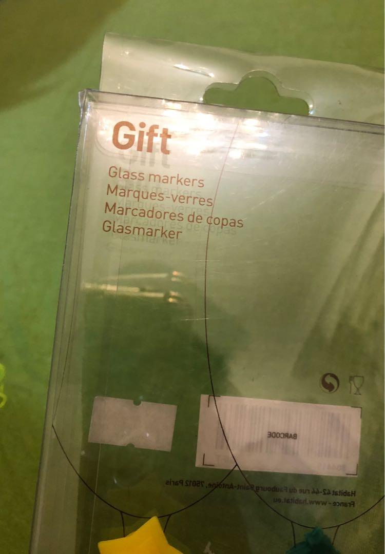 Brand new Habitat GIFT Glass markers (set of 8), 嘢食 & 嘢飲, 酒精飲料 Carousell