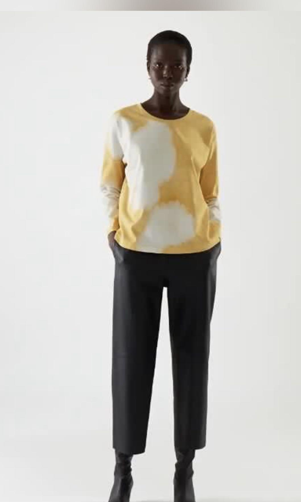 COS yellow tie dye top in size M
