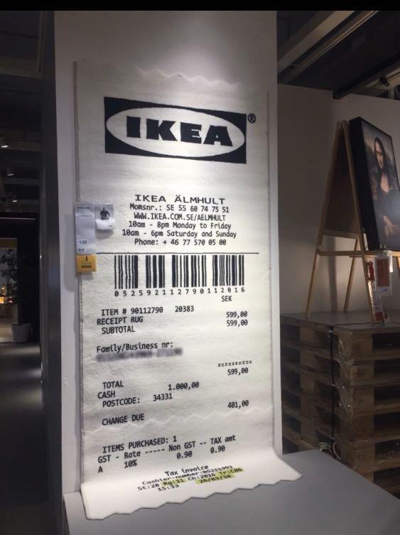 [Deadstock] IKEA x Virgil Abloh/OffWhite Receipt Rug, Furniture & Home Living, Home Decor