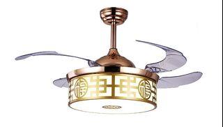 Deluxe Decorative Remote Retractable Invisible Fan LED Ceiling Light