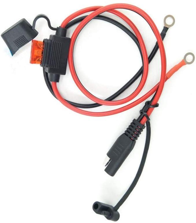 thumbnail interactive-video image 1 of 2-Pack 2FT SAE To Battery Ring Terminal Extension Cables - 12V Charger Connector Harness 1 of 4