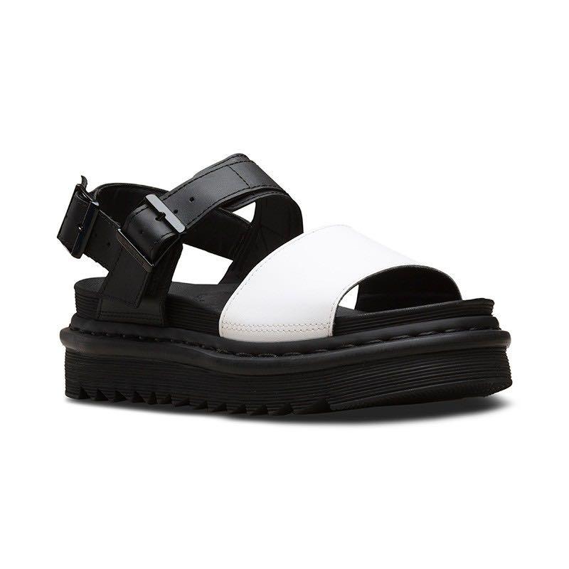 Dr martens voss sandals black and white online