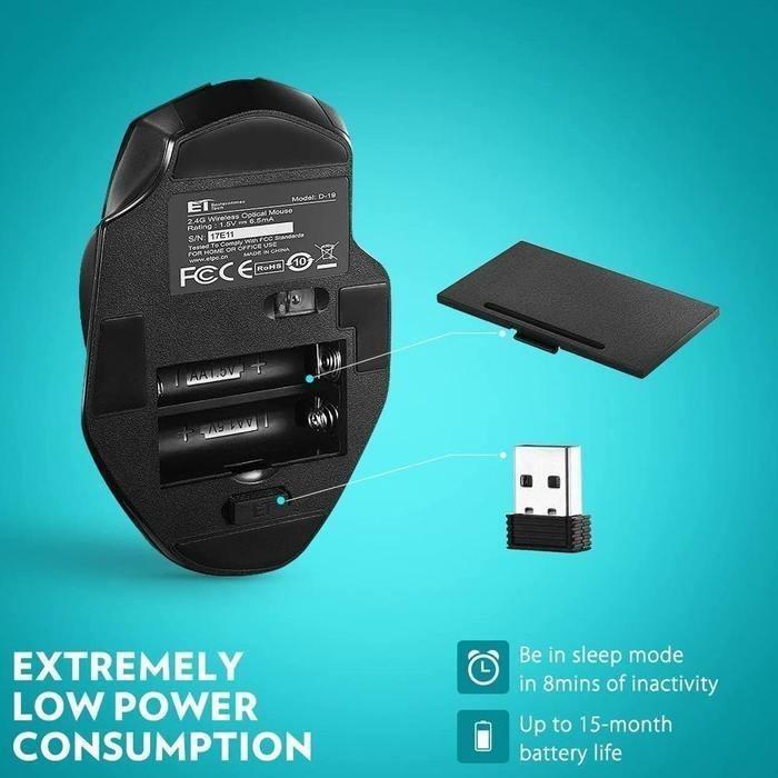 {E5} Easterntimes Tech D19 Wireless Mouse with Nano USB Receiver, 5