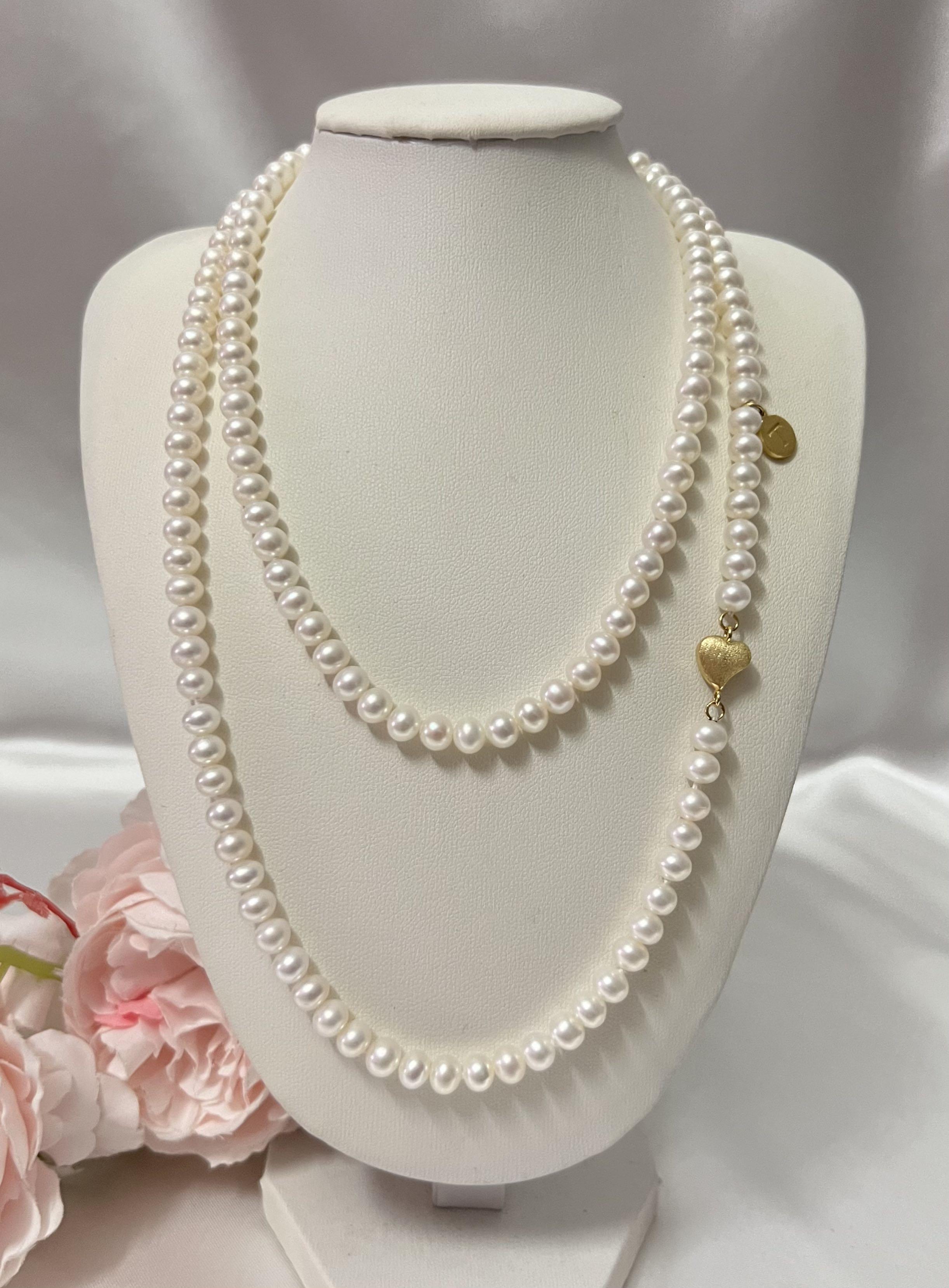 Real pearl necklace sale with gold clasp