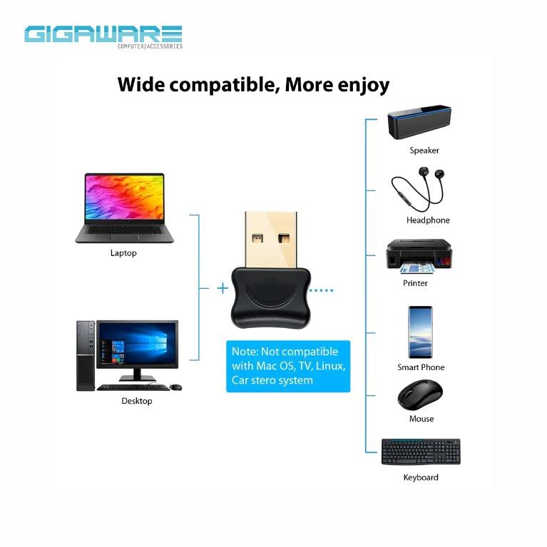 Gigaware Mini BT 5.0 Adapter USB Dongle Wireless USB Bluetooth