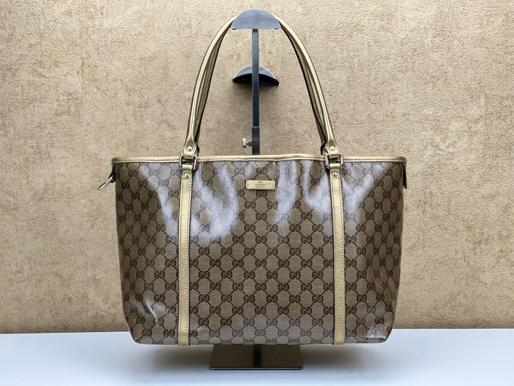 Gucci GG Stream Tote Bag 197953 Brown beige Authentic Good