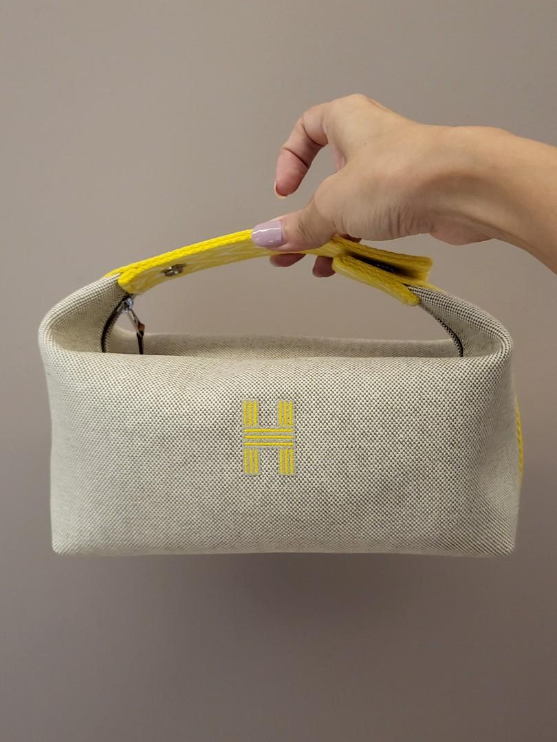 Hermes Case Bride-a-Brac Large Jaune Citron in Canvas with Silver
