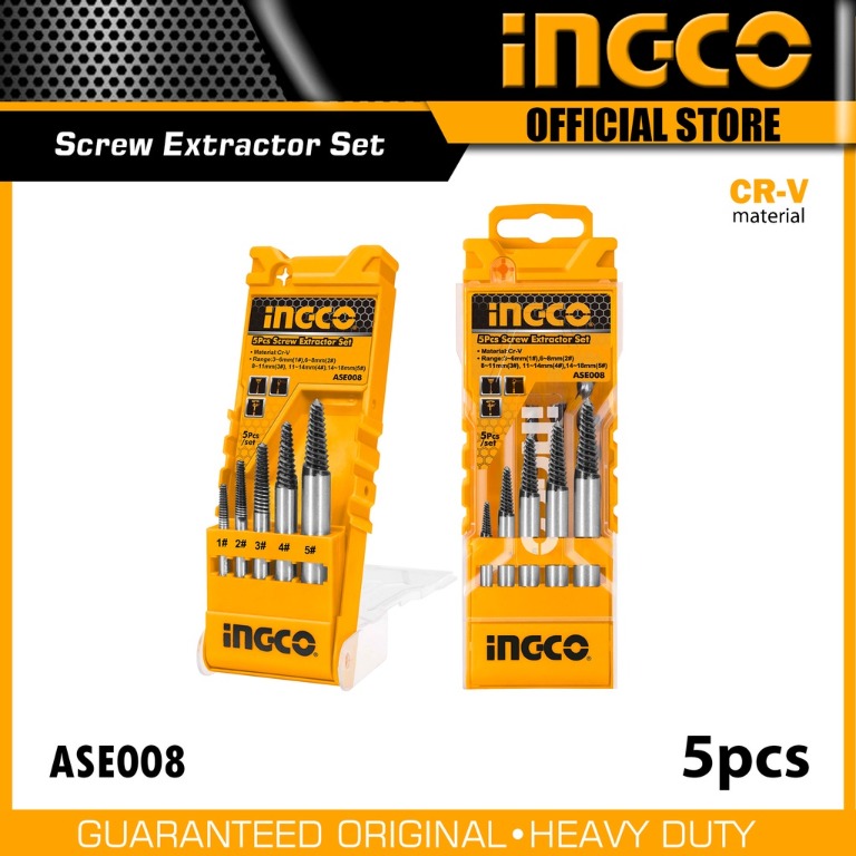 INGCO 5PCS SCREW EXTRACTOR SET ASE008, Furniture & Home Living, Home ...