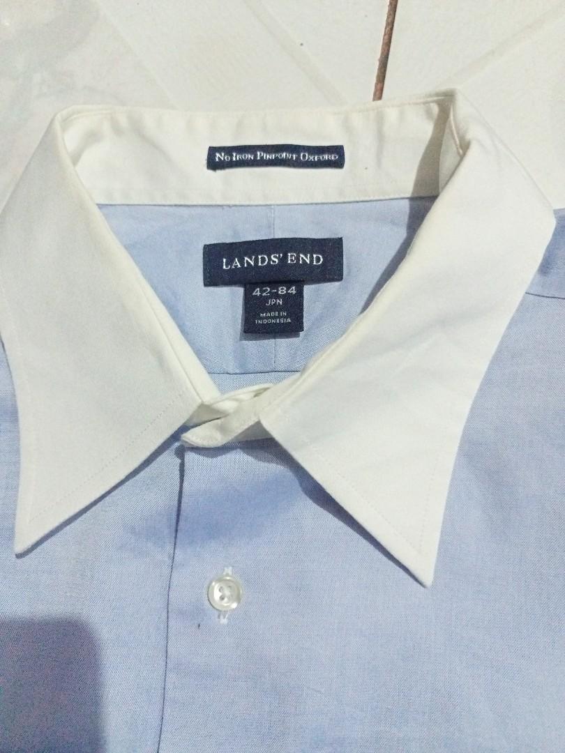 LANDS' END Cornflower blue glossy longline shirt