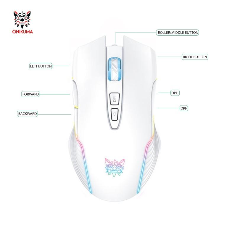Onikuma CW905 Wireless Gaming Mouse RGB Backlit Honeycomb Design Ergonomic  Mice USB Optical Mouse for Desktop Laptop PC, Computers & Tech, Parts &  Accessories, Mouse & Mousepads on Carousell