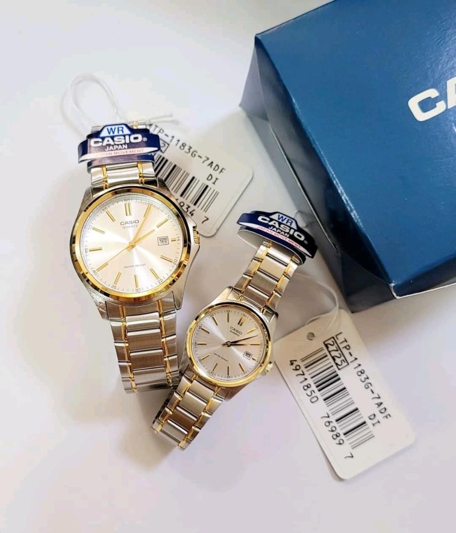 Casio Classic Designer Silver & Golden Chain With Black Dial Couple Watch  FCW-063 | Online shopping in Pakistan