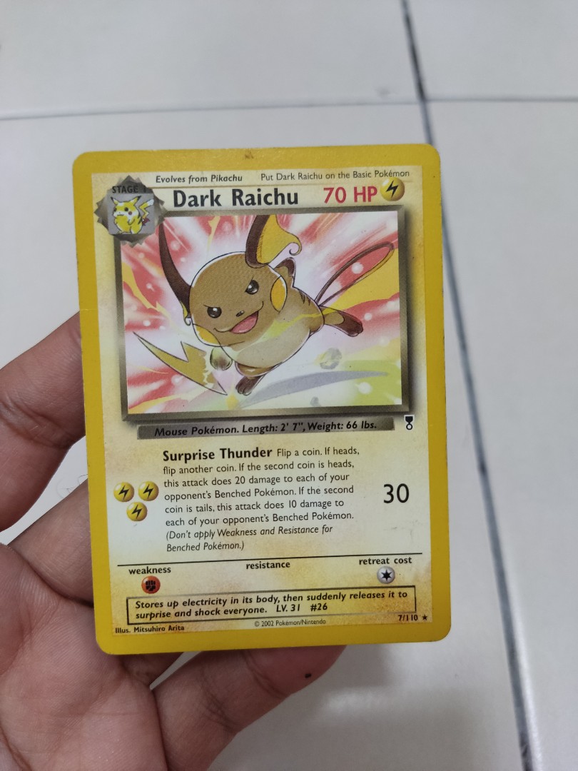 Pokemon TCG Dark Raichu, Hobbies & Toys, Toys & Games on Carousell