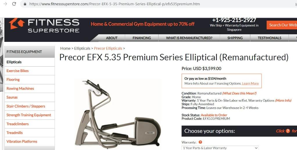 Precor hot sale 535 elliptical