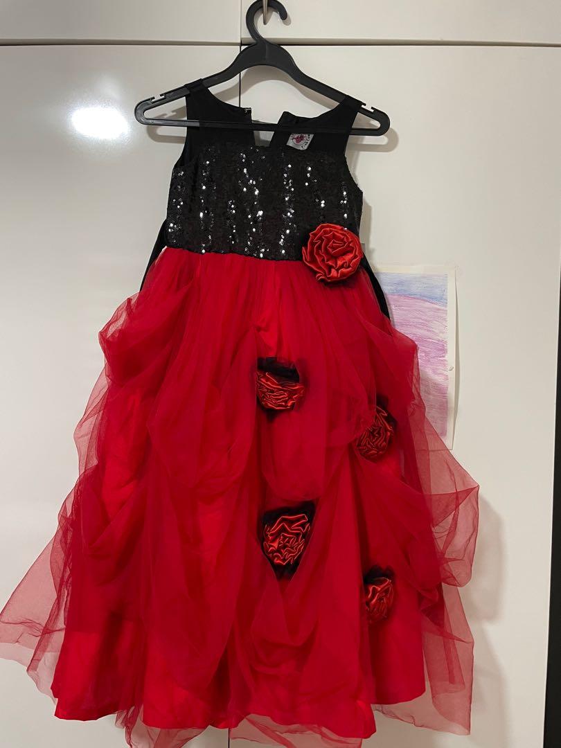 Red and black gown party dress birthday dress