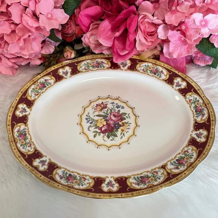 ROYAL ALBERT LADY HAMILTON PLATTER (Category: Dinnerware & Cutlery) located in Pasig City. Submitted by glam_things (Listing ID 1157851259, Image 1). Description: Royal Albert Lady Hamilton 15” Platter in good condition. P4500 only. Send us a direct message to inquire💖 *Please note that we are selling vintage and most probably used pieces unless stated brand new. We buy items in bulk and they might have different back-stamps. You may request for