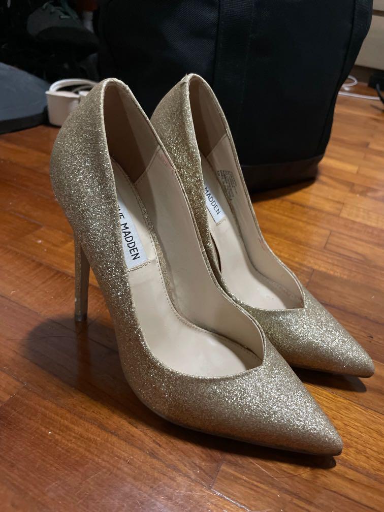 Steve Madden gold glitter heels