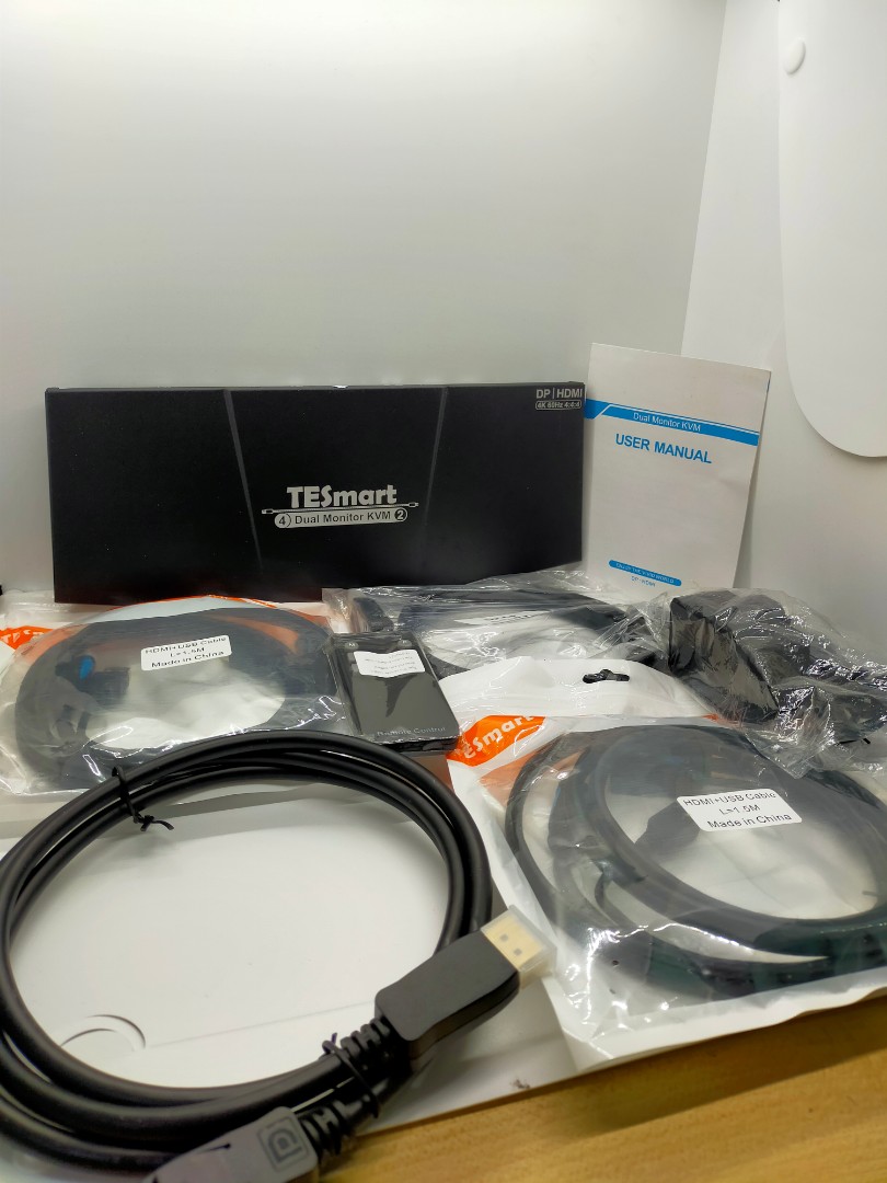 TESmart DisplayPort + HDMI 2x2 Dual Monitor KVM Switch for 2 PCs + 2 Monitors 2 Port Updated 4K