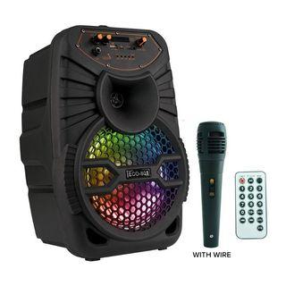 Tylex ECO-802 Portable Bluetooth Speaker 200W Super Bass RGB light with microphone Auto-scan FM Radio function
P1299
Description
Disco lightshow
Karaoke speaker to sing and dance like a real star
Multi-functional decoder chip - plays MP3 Format music