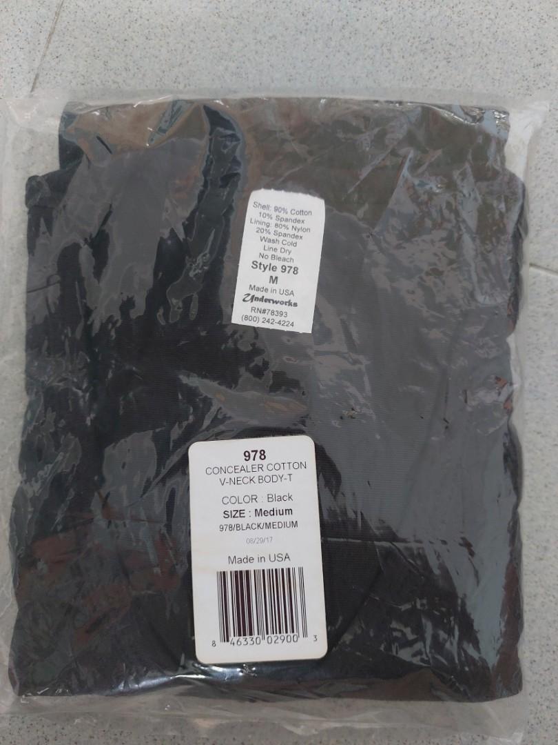 Underworks Microfiber Compression Crew Neck T-Shirt with Short Sleeves, Men's, Size: XL, Black