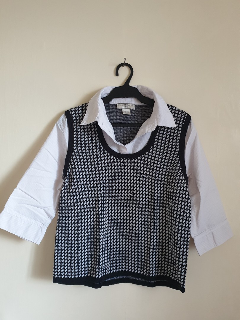 Vest with Longsleeve Polo Inner Women s Fashion Tops