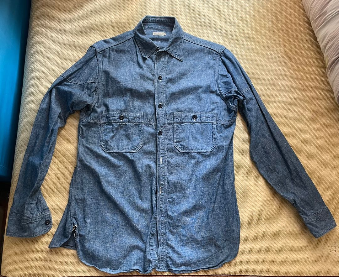 WAREHOUSE Lot 3028 CAST IRON CHAMBRAY SHIRTS size 38, 男裝, 上身及