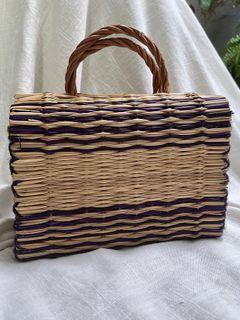 WICKER REED RAFFIA RATTAN STRAW TOP HANDLE TOTE BAG SUMMER
