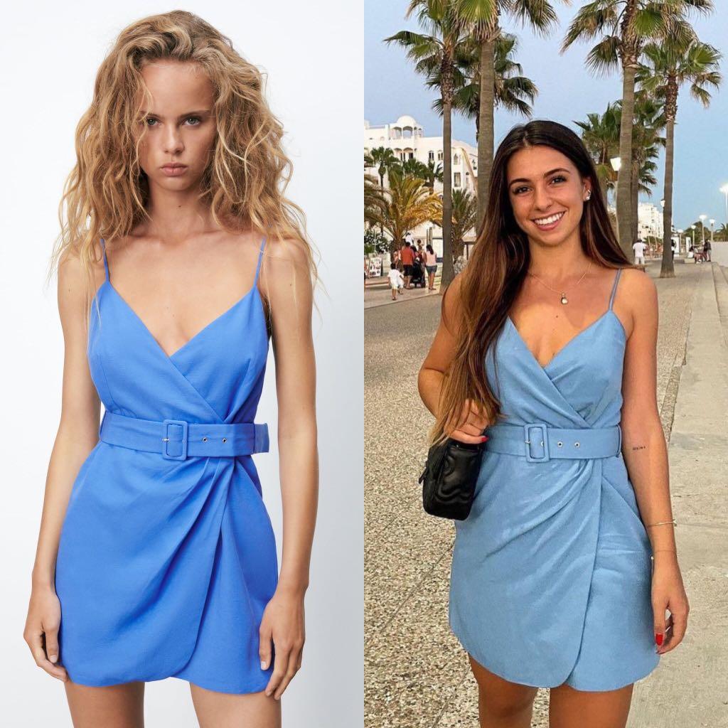 Zara blue linen dress outlet