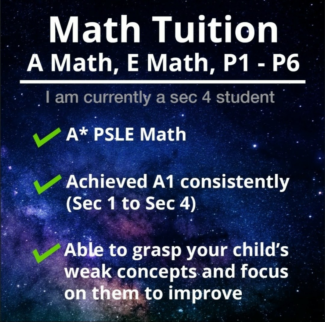 1 on 1 Tuition for Sec 1-2, P1-6 Math, Everything Else on Carousell