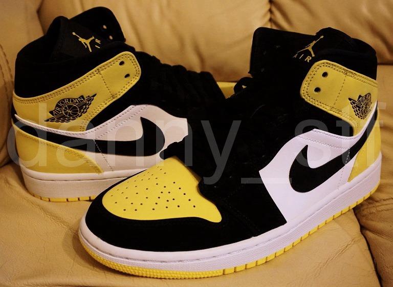 Air jordan mid 1 black and yellow best sale