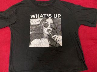 [ Ready Item ] Black What’s Up Shirts Printed Graphic Size M