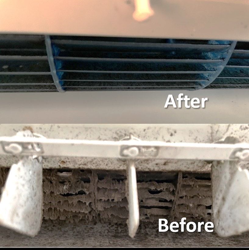 Professional air conditioner cleaning with German Worx high-pressure water gun for thorough washing and disinfection628631247906581120