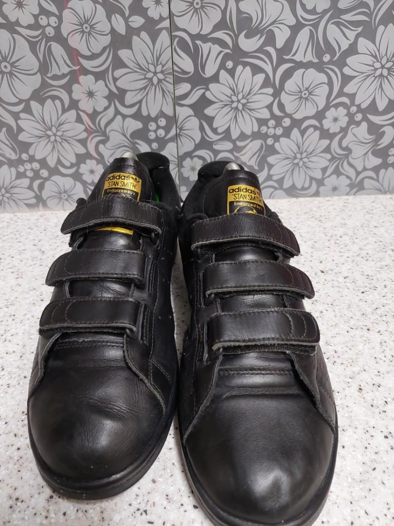 Adidas Stan Smith velcro All black shoes Men s Fashion Footwear