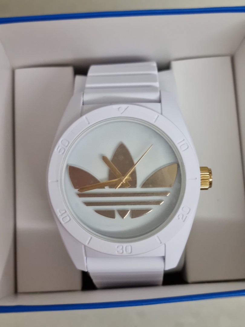 adidas watch white and gold