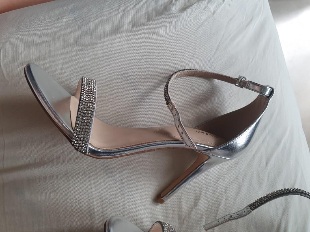 Aldo ankle strap heel sandals in silver Women s Fashion Footwear