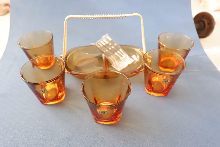 Vintage Amber snack dining set, Furniture & Home Living, Kitchenware