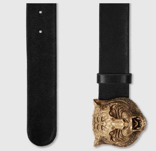 Authentic Gucci signature feline head mostlaku buckle belt