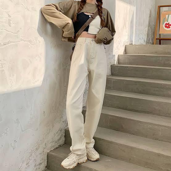 Highwaist Beige/Cream Denim Pants 