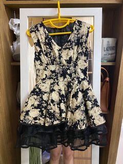 Black Flower Fancy peplum top