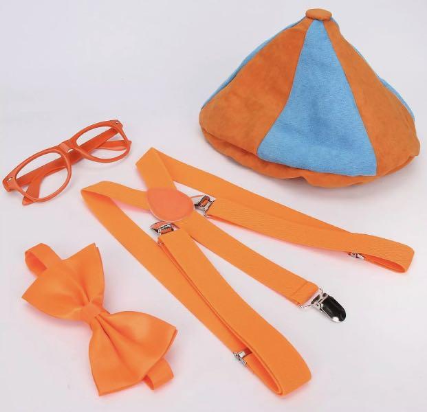 Blippi costume cosplay tv show glasses hat orange party, Hobbies & Toys ...