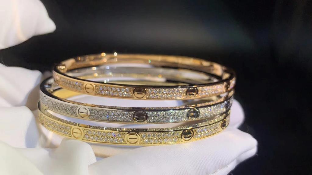 Cartier thin discount pave love bracelet