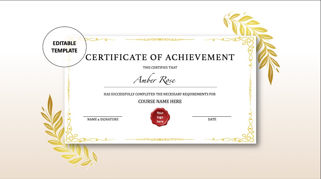 Certificate of Achievement Template, Custom DIY Editable Printable ...