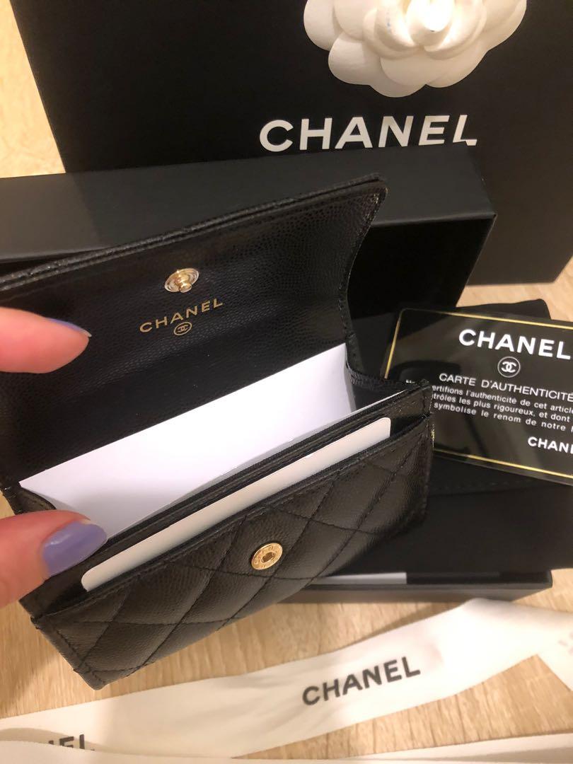 Chanel flap Card Holder new season! Black with caviar gold hardware