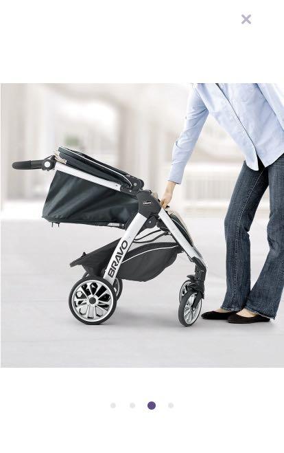 Chicco Bravo Trio Travel System with Full Size Stroller Convertible Frame Stroller One Hand Compact Fold Extendable Canopy and KeyFit 30 Infant Car