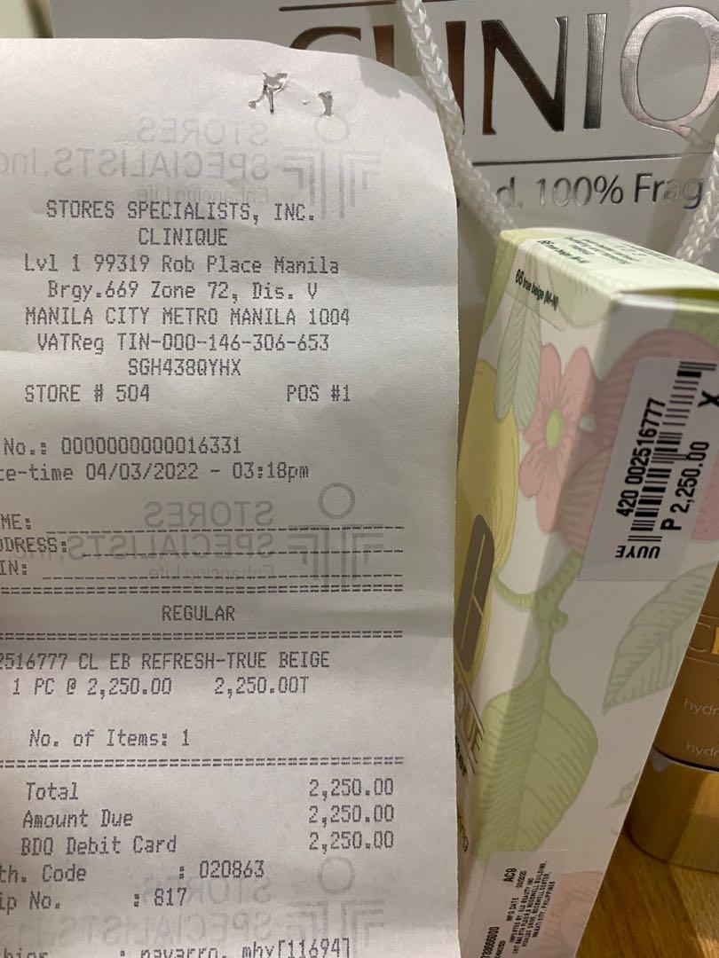 Clinique liquid foundation makeup true beige (Category: Makeup) located in Manila. Submitted by donyadii (Listing ID 1152881845, Image 3). Description: Rfs: wrong shade. Check receipt amount , date purchased and date posted. Date purchased: April 3, 2022 Very dry to combination oily True beige (M-N) medium to neutral .